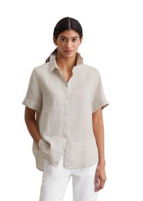 Marc O'Polo MARC O'POLO Damen Kurzarmbluse "aus leichter Qualität"silky stone, elegant, Gr. 36, unifarben, Obermaterial: 100% Leinen, Blusen