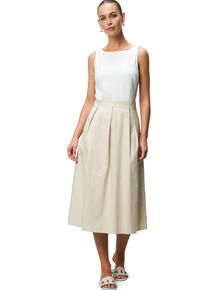Zero Damen Midikleid "Zero Midikleid 2-in1-Optik ausgestellt"patch beige cream, festlich, Gr. 42, unifarben, Web, Obermaterial: 98% Baumwolle, 2%