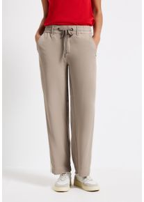 Street One Damen Jogger Pantstumbled beige, casual, Gr. 36, unifarben, Stoff, 100% Viskose, Hosen, Middle Waist