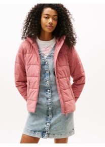 Tommy Jeans Damen Steppjacke "TJW SLIM LW HOODED PADDED JACKET"tahiti berry, casual, Gr. M, unifarben, Web, Obermaterial: 100% Polyester, Jacken