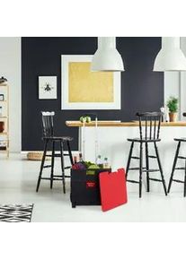 Relaxdays Einkaufstrolley, Klapptrolley mit Rollen & Deckel, Teleskopgriff, bis 35 kg, faltbarer Trolley, rot/schwarz