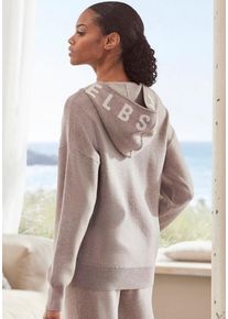 ELBSAND Strickjacke 'ELBSTRICK' taupe Gr. 32/34 für Damen. Mit Logoschriftzug. Bequem. Nachhaltig.