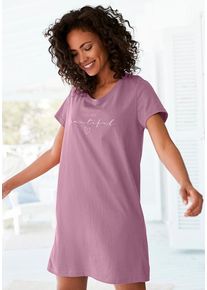 Vivance Dreams Bigshirt violett Gr. 32/34 für Damen. Rundhals und Druck, Print. Bequem. Nachhaltig.