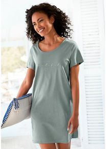 Vivance Dreams Bigshirt grün Gr. 32/34 für Damen. Rundhals und Druck, Print. Bequem. Nachhaltig.