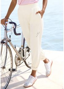 Venice Beach Sweathose beige Gr. 34 für Damen. Mit Logodruck. Figurumspielend. Nachhaltig.