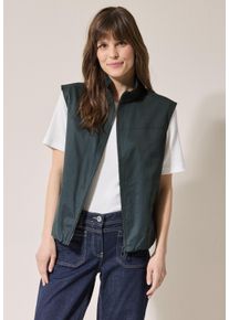Cecil Damen Kurzwesteslate khaki, casual, Gr. S, unifarben, Web, 56% Baumwolle, 44% Polyester, Westen, mit Elastiksaum