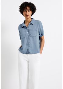 Street One Damen Jeansbluselight blau soft wash, casual, Gr. 46, unifarben, Stoff, Jeans, 100% Lyocell, Blusen, farbig