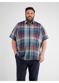 Lerros Herren Kurzarmhemd "Lerros Sommerliches Karohemd in Übergrößen"earth rot, Gr. 4XL, 71% Baumwolle, 29% Leinen, Hemden