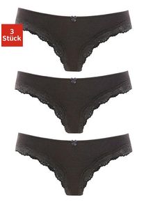 Lascana Brasilslip schwarz Gr. 32/34 für Damen. Mit Spitze, Schleife. Körpernah. Nachhaltig.