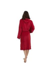 Lumaland Luxury Mikrofaser Bademantel mit Kapuze für Damen und Herren - Rot - Größe S