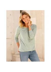 Langarmshirt Inspirationen ""Druck-Shirt"", Damen, Gr. 54, grün (schilf, ecru, bedruckt), 50% Baumwolle, 50% Modal, gemustert, mehrfarbig, bedruckt, Rundhals, Langarm, Shirts