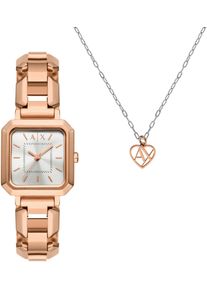 Armani Exchange Damen Quarzuhrroségoldfarben, Armbanduhren, Armbanduhr, Damenuhr, Edelstahlarmband, analog