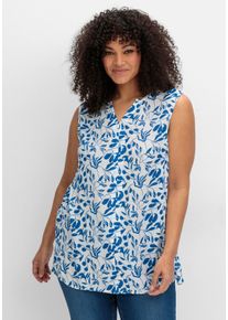 Große Größen Webtop aus Crêpe, mit Blätterprint Gr. 52 beige gemustert von sheego für Damen
