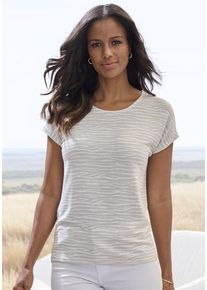 Lascana Kurzarmshirt 'mit modischem Zebra-Muster' beige Gr. 32/34 für Damen. Mit Rundhals. Bequem. Nachhaltig.