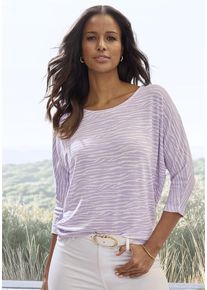 Lascana 3/4-Arm-Shirt 'mit modischem Zebra-Muster' lila Gr. 32/34 für Damen. Mit Rundhals. Bequem. Nachhaltig.