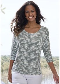 Lascana 3/4-Arm-Shirt 'mit modischem Zebra-Muster' blau Gr. 32/34 für Damen. Mit Rundhals. Bequem. Nachhaltig.