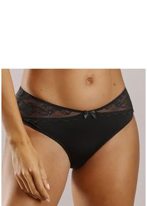 Lascana Tanga 'Vittoria' schwarz Gr. 32/34 für Damen. Mit Schleife, Spitze. Körpernah