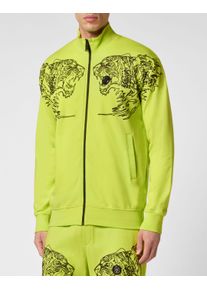 Plein Sport Herren Kapuzensweatjacke "Tiger"29, gelbfluo, Gr. M, Obermaterial: 100% Baumwolle, Sweatjacken