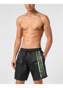 Plein Sport Herren Badehose "Badehose"0227, schwarz, grünfluo, Gr. S, Obermaterial: 100% Polyester, Badehosen