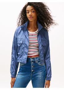 Tommy Jeans Damen Windbreaker "TJW STAND COLLAR WINDBREAKER"blau moment, casual, Gr. M, unifarben, Web, Obermaterial: 100% Polyamid, Jacken
