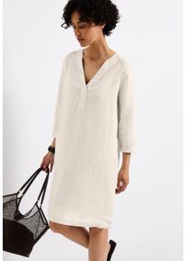 Street One Damen Midikleidmoonstone sand, casual, Gr. 36, unifarben, Jersey, Obermaterial: 100% Leinen, Kleider, 3/4-Arm aus Leinen