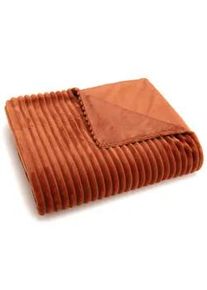 Plaid Sultan terracotta 130x170 cm - Orange Rechteck Polyester Amadeus 130x2 cm