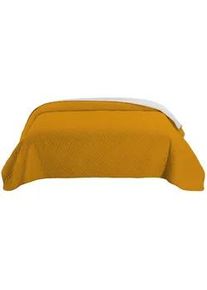 wometo Tagesdecke 220x240 OEKO-TEX - gelb hellgrau Microfaser-Bezug wattiert gesteppt Wende-Design XXL Sofa Couch Bett Bettüberwurf