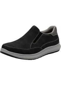 Slipper Rieker, Herren, Gr. 44, schwarz (schwarz, grau), Lederimitat, Basic, Schuhe Slipper, Slip-on-Sneaker, Halbschuh, Loafer, Freizeitschuh mit Gummizug