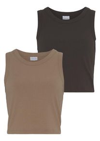 Lascana Crop-Top mehrfarbig Gr. 32/34 für Damen. Mit Rundhals. Figurbetont