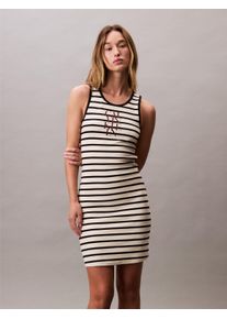 Calvin Klein Jeans Jerseykleid »COTTON RIB STRIPE SL DRESS«, Mit tiefem Rundhalsausschnitt