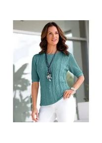 Strickpullover Inspirationen "Baumwoll-Pullover", Damen, Gr. 48, blau (ozean), 100% Baumwolle, unifarben, Pullover Strickpullover