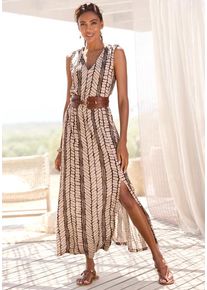 Lascana Maxikleid mehrfarbig Gr. 34 für Damen. Tiefer V-Ausschnitt und Allover-Druck. Figurumspielend. Nachhaltig.