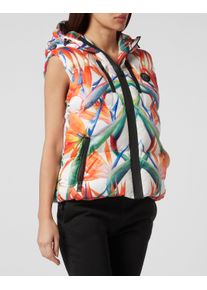 Plein Sport Damen Longweste "Flowers"0121, weiß, multicolorot, Gr. L, Obermaterial: 100% Polyester; Futter: 100% Polyester; Füllung: 100% Polyester,