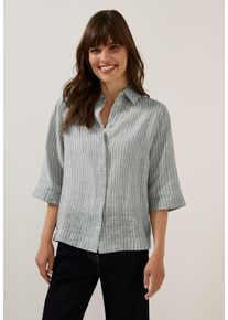 Cecil Damen Hemdblusechambray balmy khaki, casual, Gr. L, gestreift, Web, 100% Leinen, Blusen, mit Knopfleiste