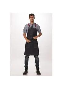 Chef Works® Urban Kollektion, BERKELEY Latzschürze inkl. weinroten Berkeleyträger, Denimblue, Cross Back, 100% Baumwolle