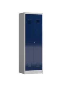 Classix Spind Spindschrank 2 Abteile mittig schließend 180x60x50mm lichtgrau/enzianblau X-510421