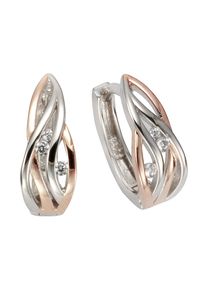 ZEEme Silber Ohrringe Silber 925 zweifarbig 6x Zirkonia weiß
