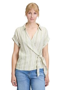Cartoon Damen Klassische Bluse "Cartoon Streifenbluse mit Bindegürtel"nature, grün, modisch, Gr. 40, Obermaterial: 50% Viskose, 30% Polyester, 20%