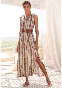 Lascana Damen Maxikleidbeige, braun bedruckt, modisch, Gr. 36, bedruckt, Jersey, Obermaterial: 100% Viskose, Kleider