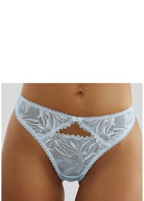 Lascana String blau Gr. 32/34 für Damen. Mit Schleife, Spitze. Figurbetont