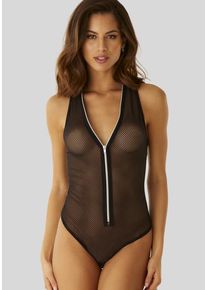 Petite Fleur Gold Body schwarz Gr. 32/34 für Damen. Mit tiefer V-Ausschnitt. Ohne Bügel. Figurbetont