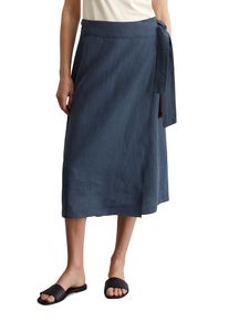 Marc O'Polo MARC O'POLO Damen Webrock "mit breitem Bindeband in der Taille"muted blau, casual, Gr. 40, unifarben, Obermaterial: 100% Leinen; Futter: 100% Nicht