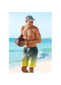 Badeshorts Buffalo, Herren, Gr. L (52), N-Gr, grau (grau, gelb), Microfaser, Microfaser, Polyester, Farbverlauf, bedruckt, Badehosen Badeshorts, mit Farbverlauf