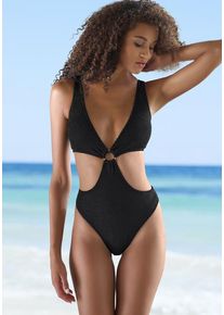 Vivance Monokini 'Valeria' schwarz Gr. 32 für Damen. Mit Zierringe. Ohne Bügel