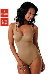 Nuance T-Shirt-Body nougat+weiß Gr. 75 Cup C für Damen. Mit eckiger Ausschnitt. Mit Bügel. Figurbetont