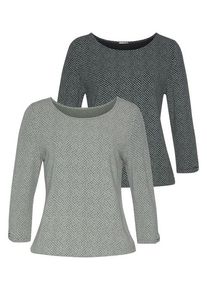 Lascana 3/4-Arm-Shirt 'mit kleinem Cut-Out am Ärmelsaum' mehrfarbig Gr. 32/34 für Damen. Mit Rundhals. Bequem. Nachhaltig.