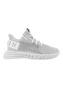 Philipp Plein Low-Top Sneaker - Runner Sneaker Skeleton Mit Schmucksteinen - Gr. 35 (EU) - in Silber - f&uuml;r Damen