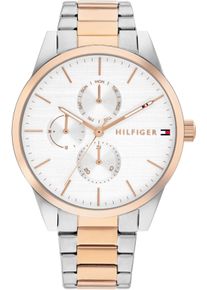 Tommy Hilfiger Damen Multifunktionsuhr "Camille"edelstahlfarben, weiß, Armbanduhren, Quarzuhr, Armbanduhr, Damenuhr, Edelstahlarmband, analog