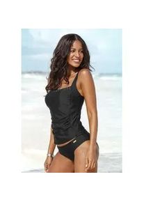 Tankini Lascana, Damen, Gr. 48, Cup C, schwarz, Polyamid, unifarben, Bikini-Sets Tankini, mit Ziernieten