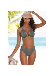 B&uuml;gel-Bikini-Top s.Oliver "Aiko", Damen, Gr. 36, Cup B, gr&uuml;n (oliv), Microfaser, Microfaser, Polyamid, unifarben, Basic, Bikini-Oberteile, mit H&auml;keloptik